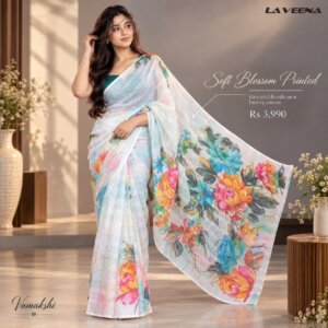 Soft Blossom Multicolour Floral Printed Saree with Pastel Checkered Texture